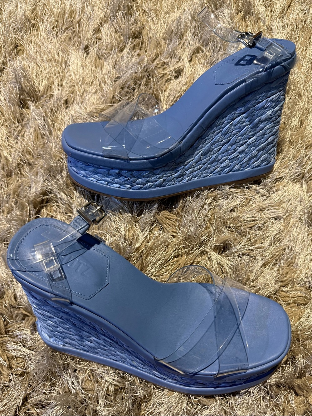 Schutz Caryne Blue Platform Wedge Sandal